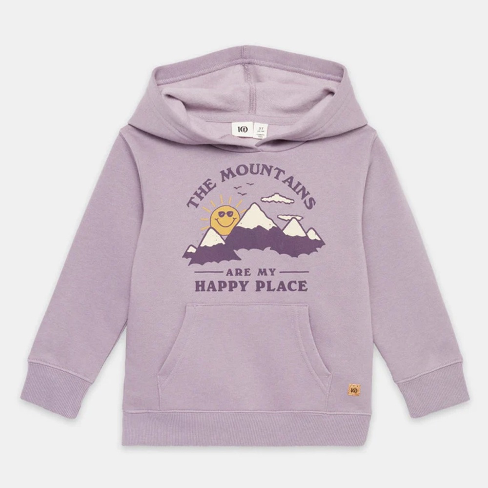 Kids Purple Hoodie - The Mountains Are My Happy Place